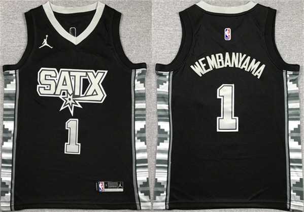 Men's San Antonio Spurs #1 Victor Wembanyama Black Statement Edition Stitched Jersey,We sell and wholesale Men's San Antonio Spurs #1 Victor Wembanyama Black Statement Edition Stitched Jersey on line form chian!